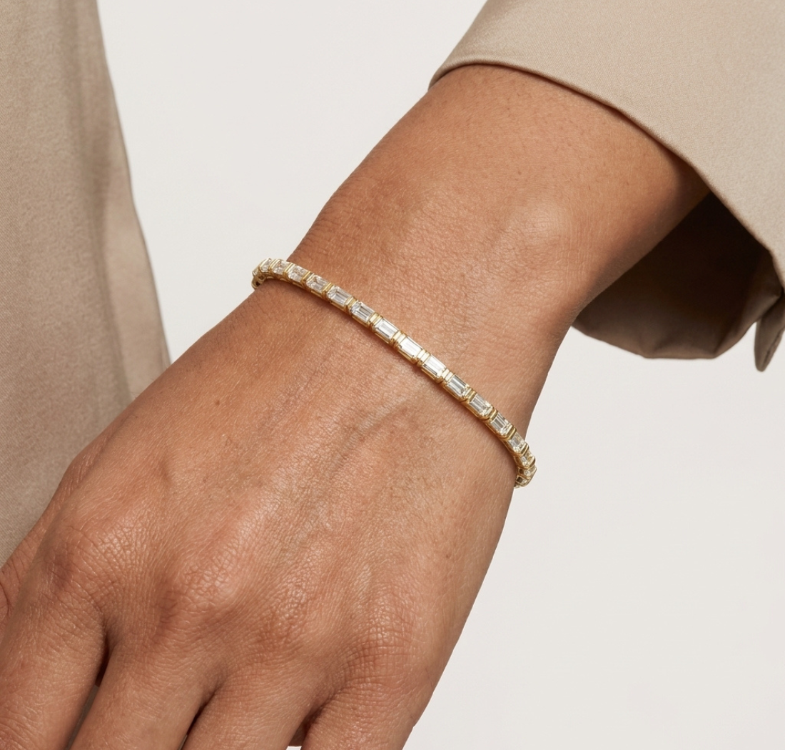 Gold 3 7Ct Baguette Line Lab Grown Diamond Leonor Bracelet