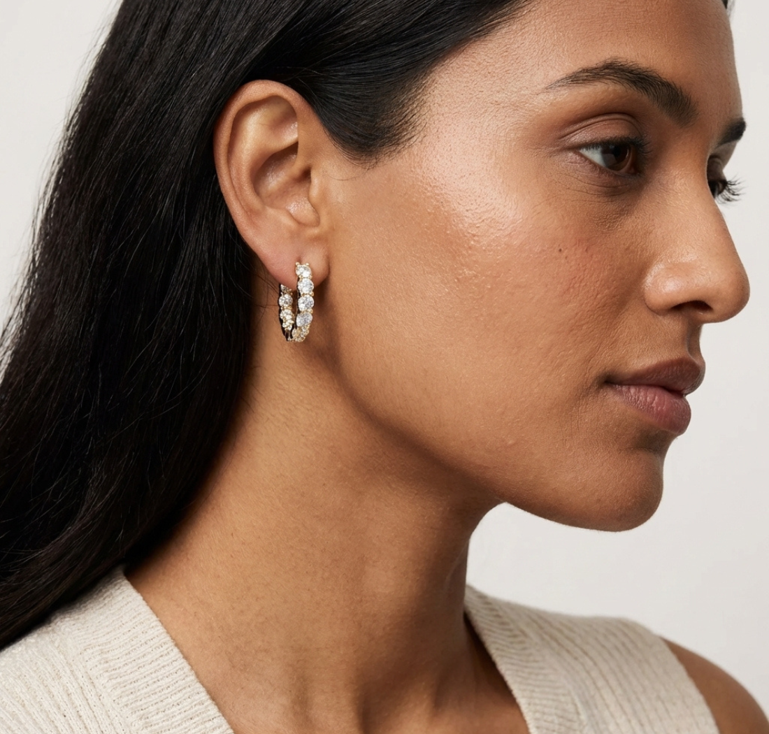 Gold 2Ct Floral Cluster Round Lab Grown Diamond Liryx Earring