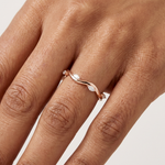 Gold Collet Band Marquise Lab Grown Diamond Lomix Ring