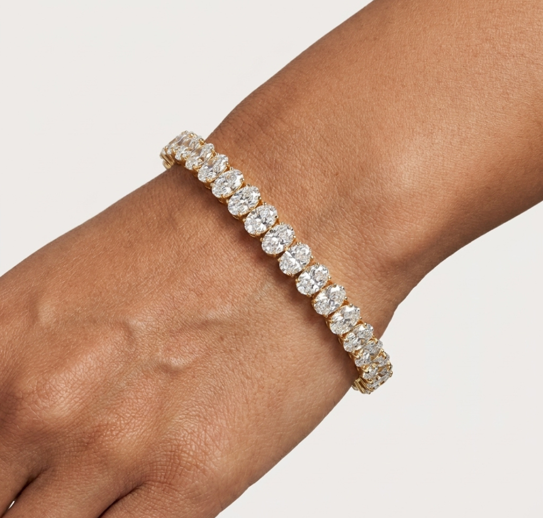 Gold 21 50Ct Tennis Classic Oval Lab Grown Diamond Lorixa Bracelet