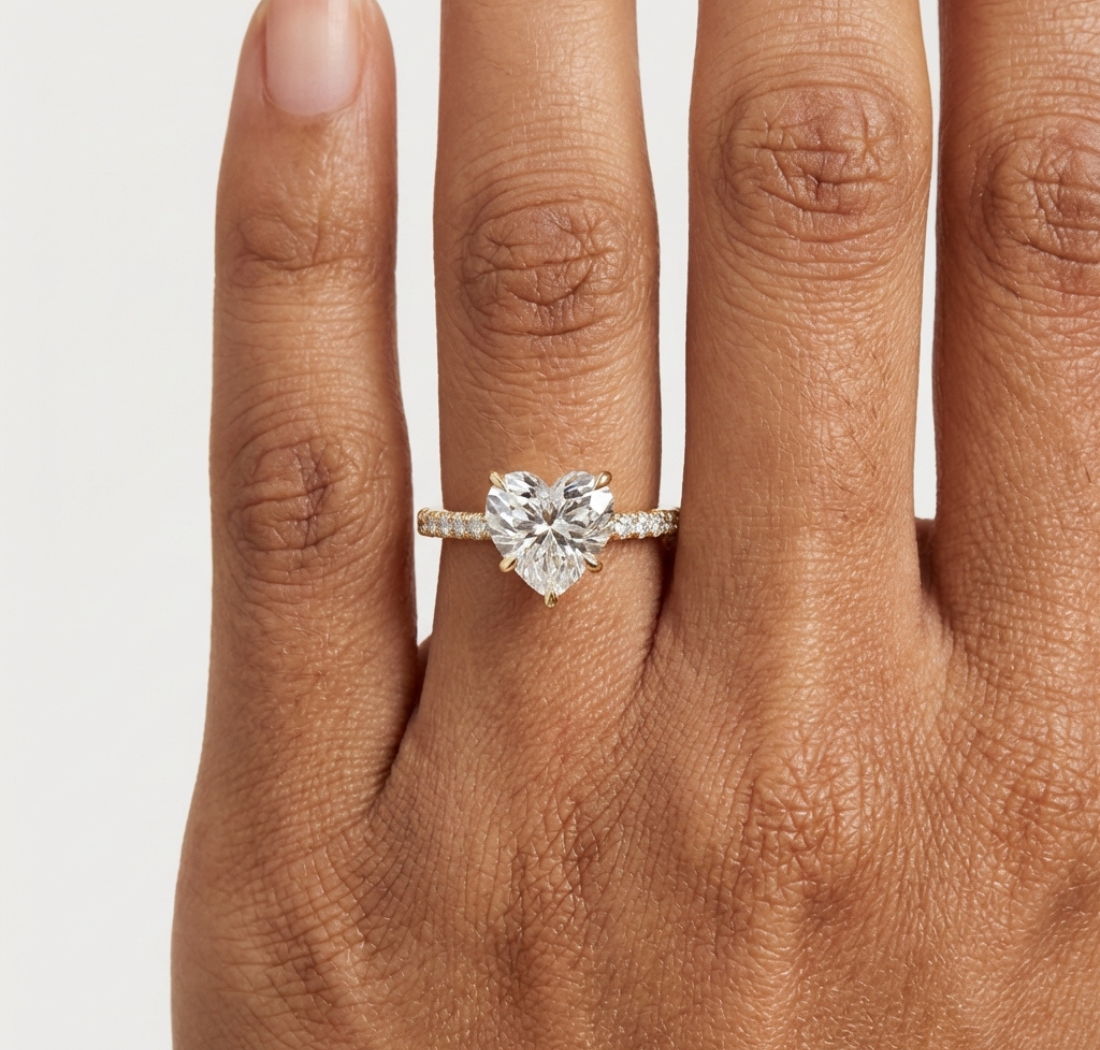 Gold 4 50 Ct Pave Solitaire Heart Lab Grown Diamond Lorvyn Ring