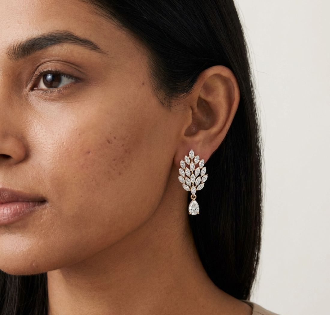 Gold 2Ct Marquise Petal Cluster Lab Grown Diamond Loryx Earring