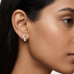 Gold Wave Prong Setting Round Lab Grown Diamond Lumie Earring