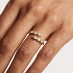 Gold Open Band Multi Stone Setting Round Lab Grown Diamond Lumix Ring