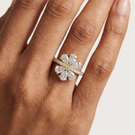Gold Floral Cluster Pear Lab Grown Diamond Lysera Ring