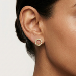 Gold Twisted Halo Round Lab Grown Diamond Lysra Earring