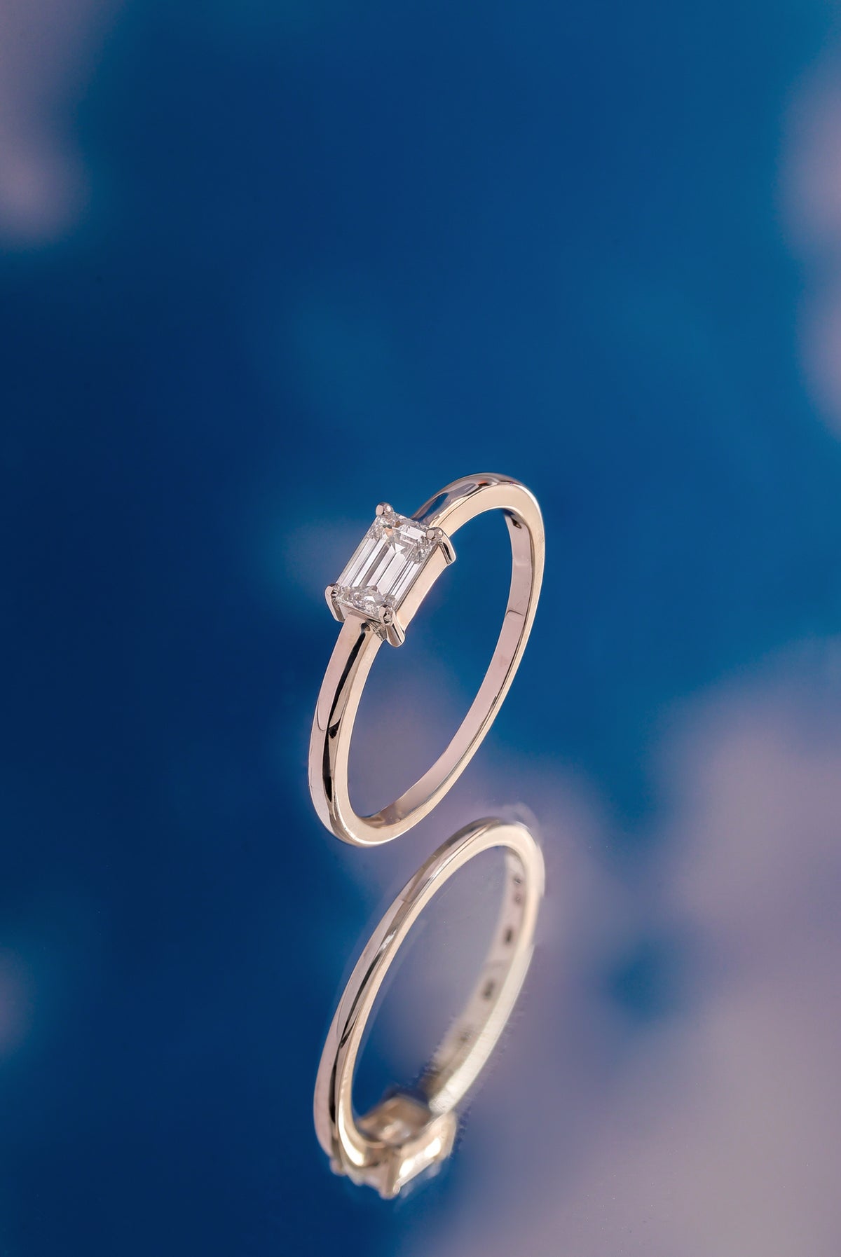 Tableau Ring Emerald Cut Lab Grown Diamond Minimal Plain Band