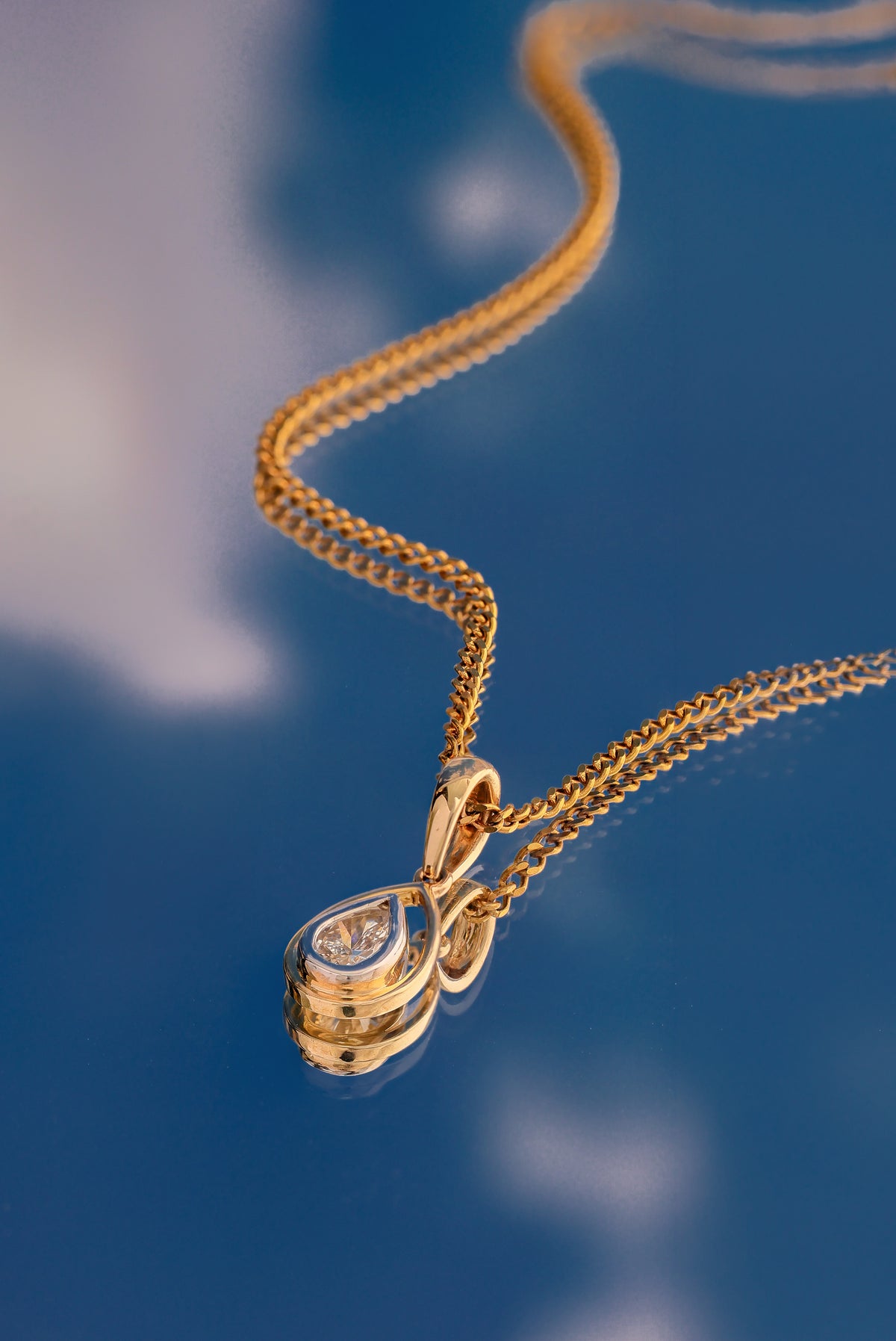 Teardrop Pendant Pear Lab Grown Diamond Bezel Set Solitaire