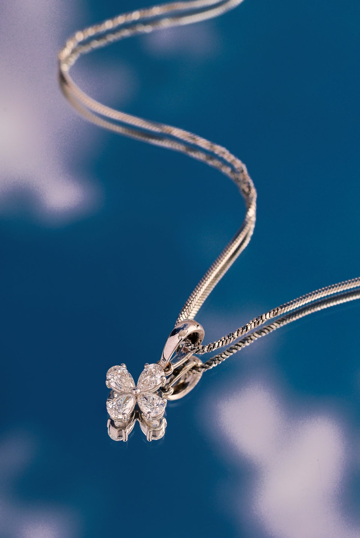 Clover Pendant Pear Lab Grown Diamond Four Petal Clover
