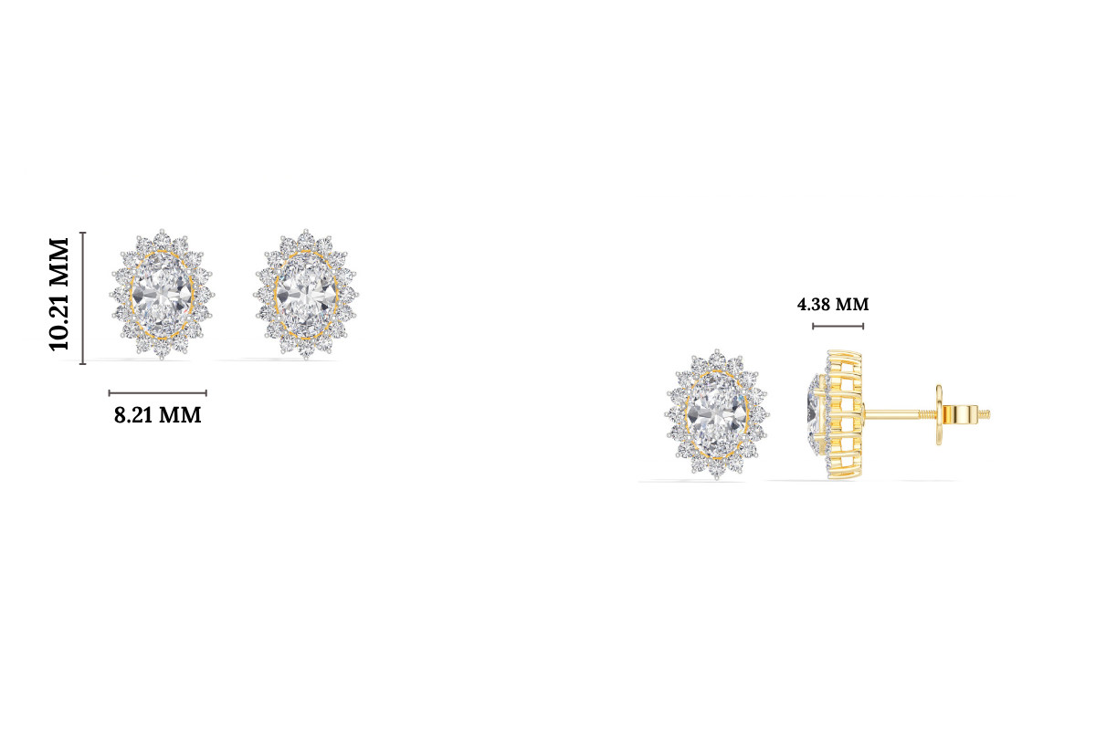 Oval Halo Lab Grown Diamond Stud Meara Earrings 