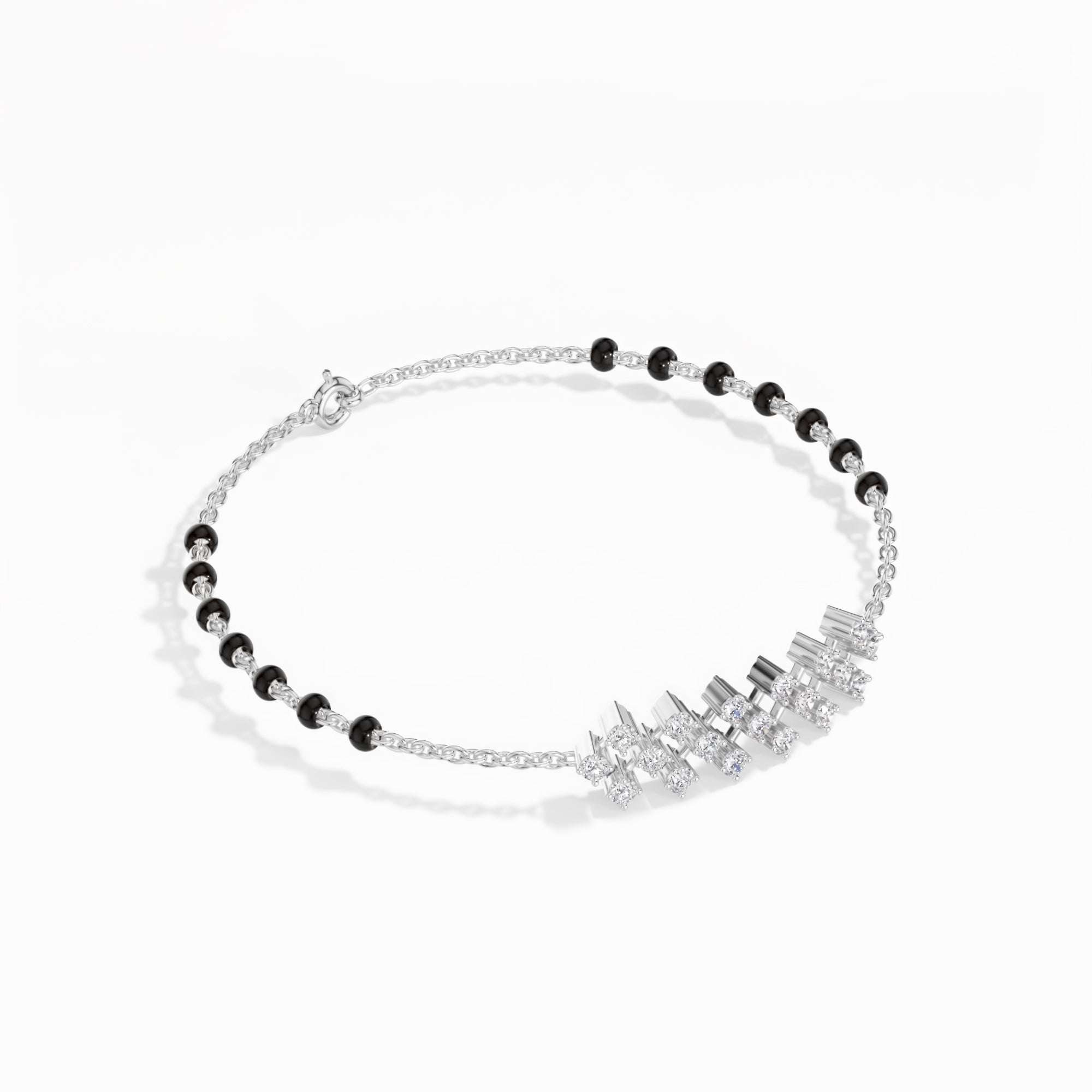 White Gold Floral Cluster Round Lab Grown Diamond Orlix Bracelet
