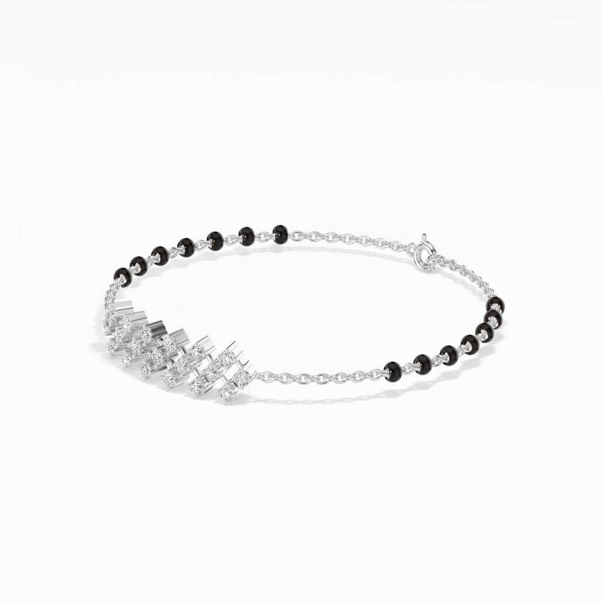 White Gold Floral Cluster Round Lab Grown Diamond Orlix Bracelet