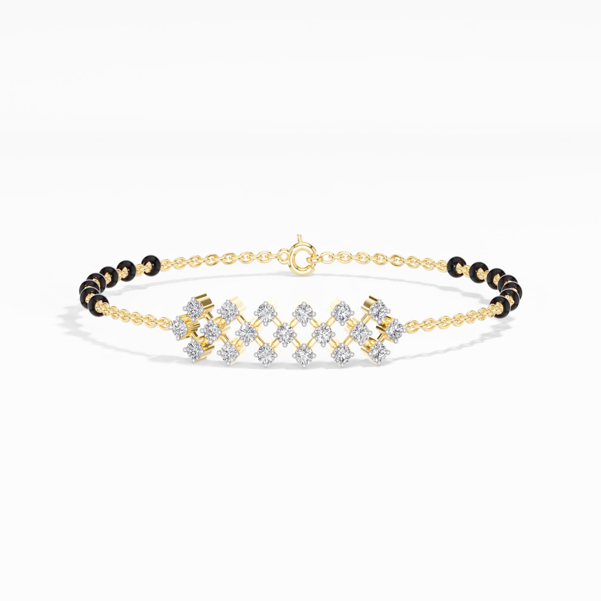 Yellow Gold Floral Cluster Round Lab Grown Diamond Orlix Bracelet