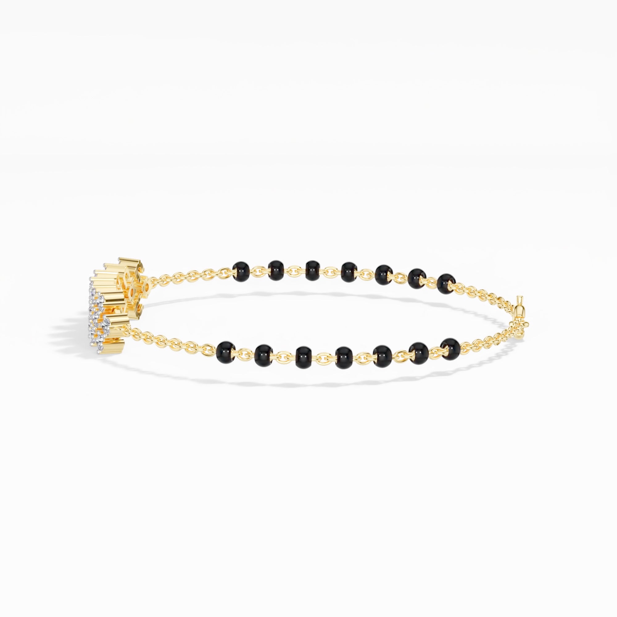 Yellow Gold Floral Cluster Round Lab Grown Diamond Orlix Bracelet