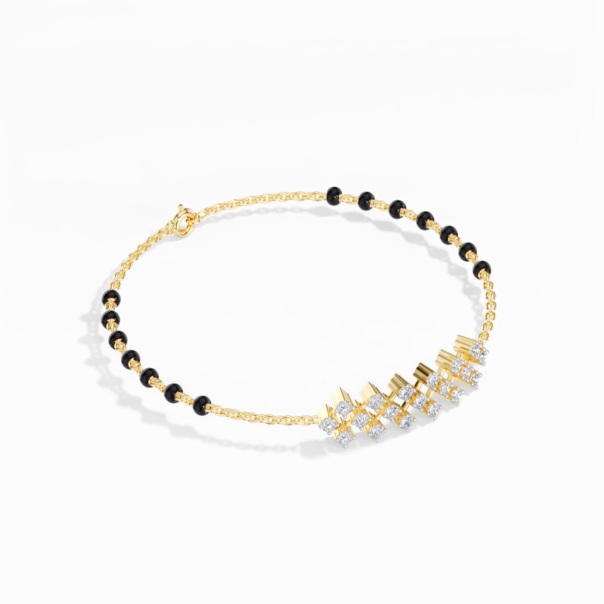 Yellow Gold Floral Cluster Round Lab Grown Diamond Orlix Bracelet