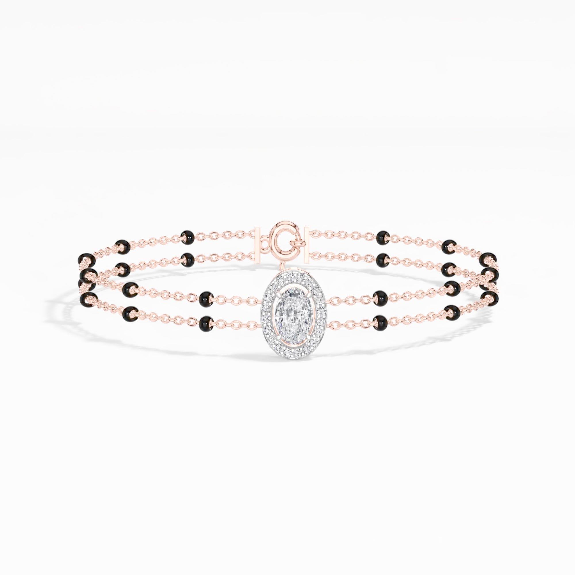 Rose Gold Oval Petal Halo Lab Grown Diamond Velra Bracelet