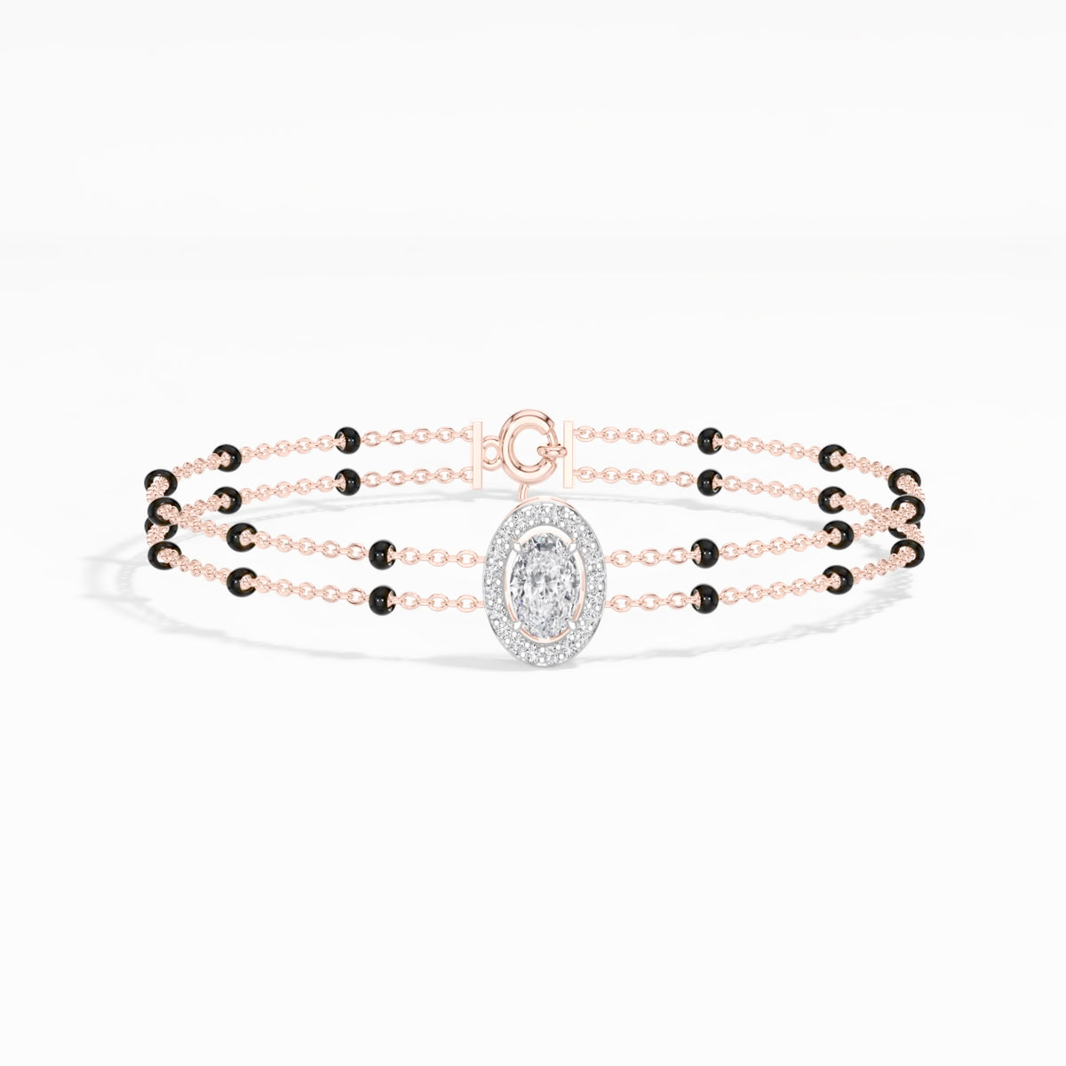 Rose Gold Oval Petal Halo Lab Grown Diamond Velra Bracelet