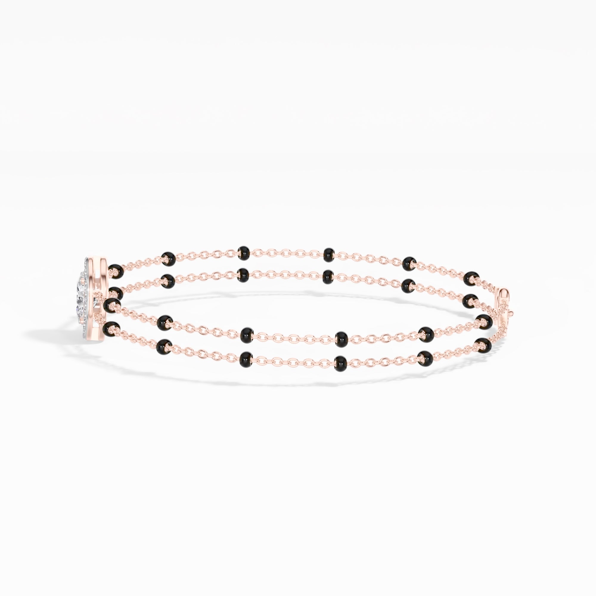 Rose Gold Oval Petal Halo Lab Grown Diamond Velra Bracelet