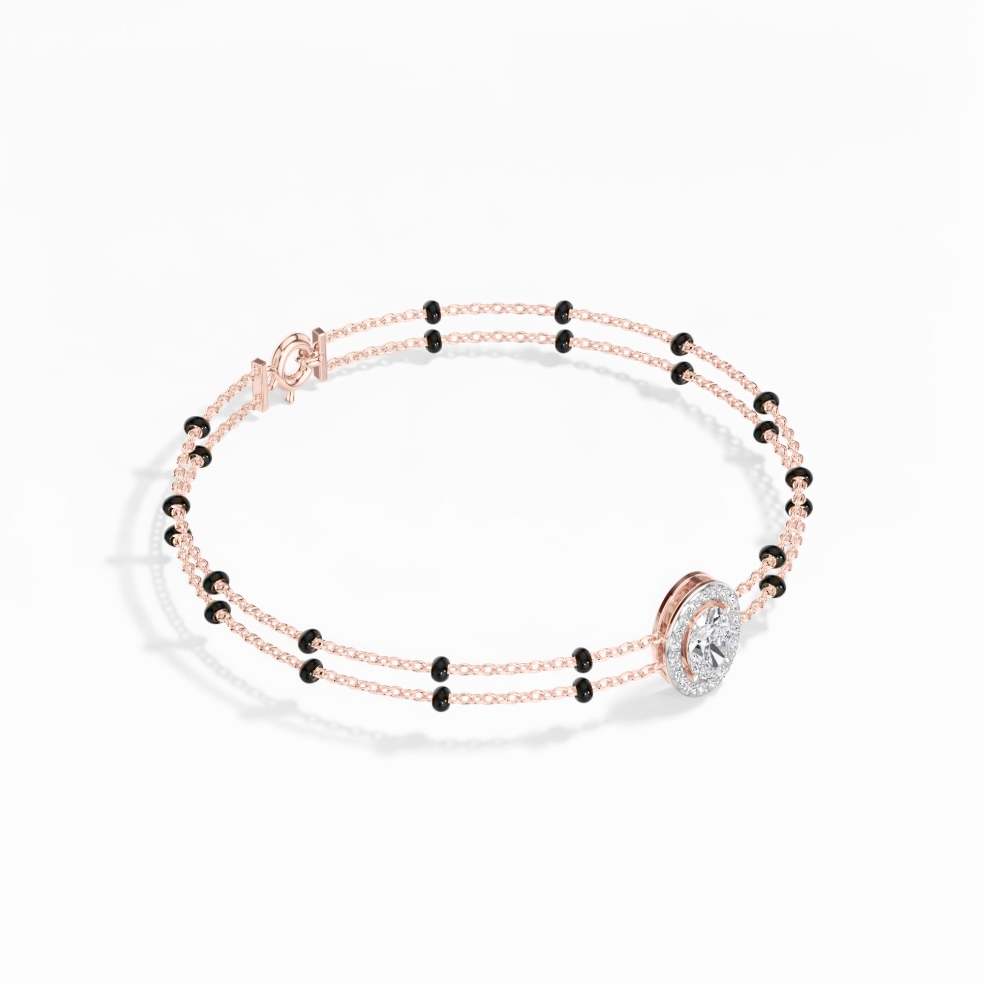 Rose Gold Oval Petal Halo Lab Grown Diamond Velra Bracelet