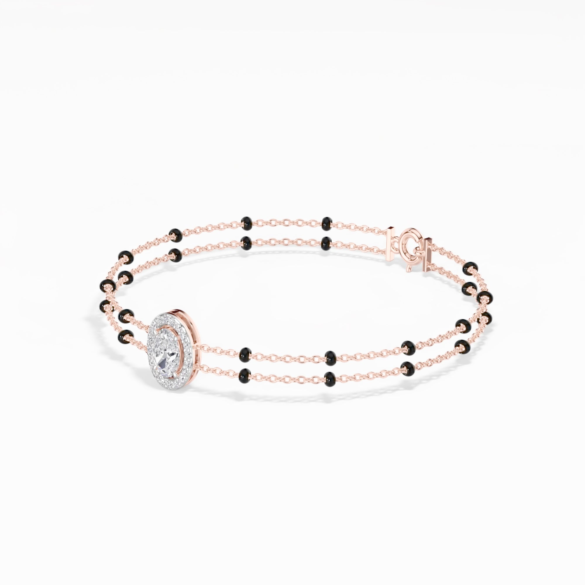 Rose Gold Oval Petal Halo Lab Grown Diamond Velra Bracelet