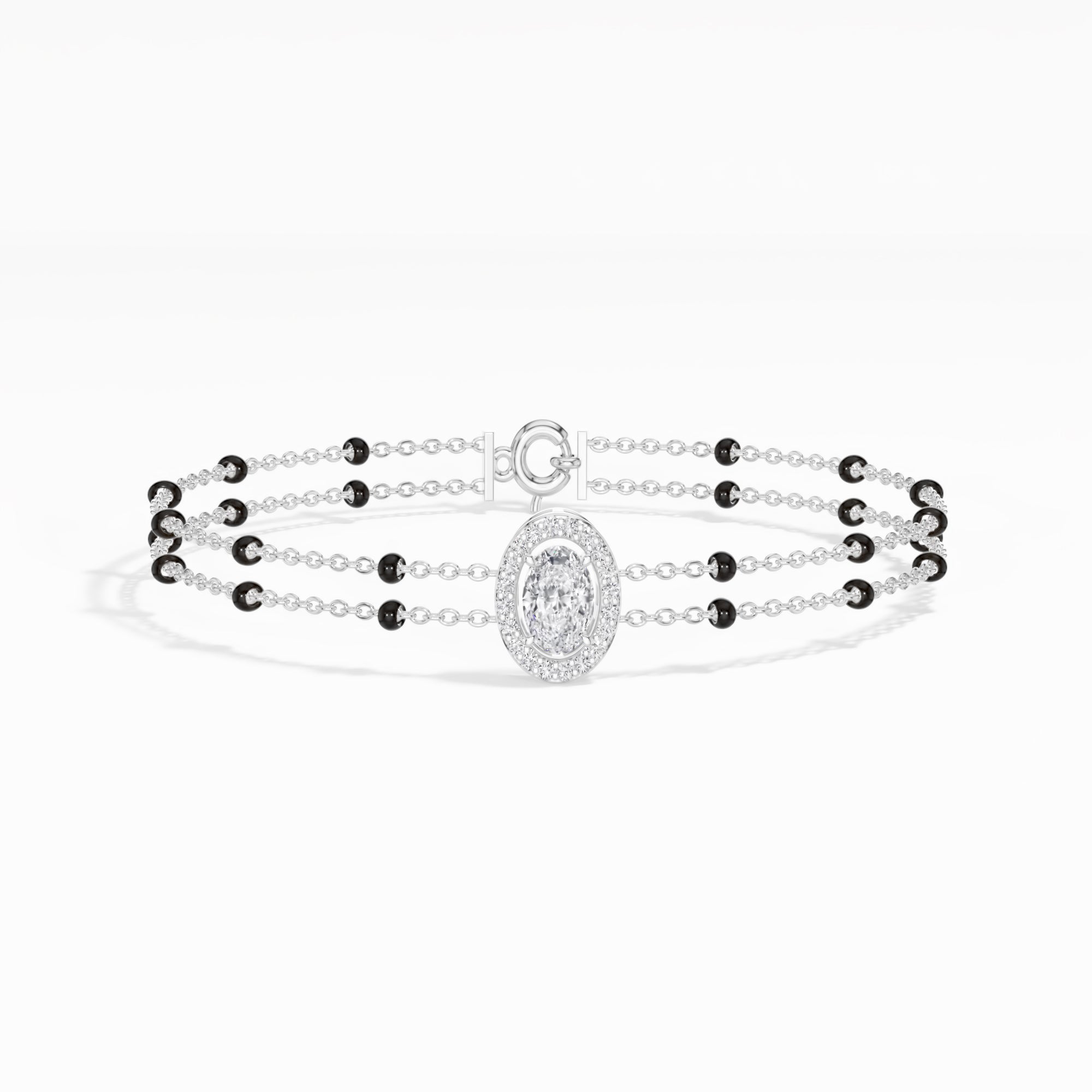 White Gold Oval Petal Halo Lab Grown Diamond Velra Bracelet
