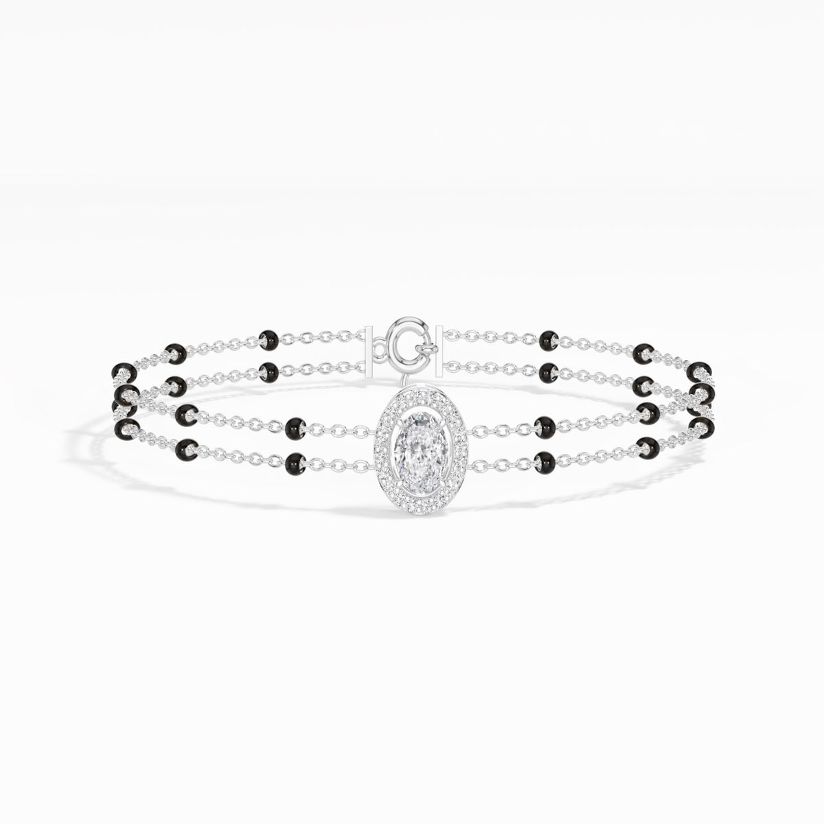White Gold Oval Petal Halo Lab Grown Diamond Velra Bracelet