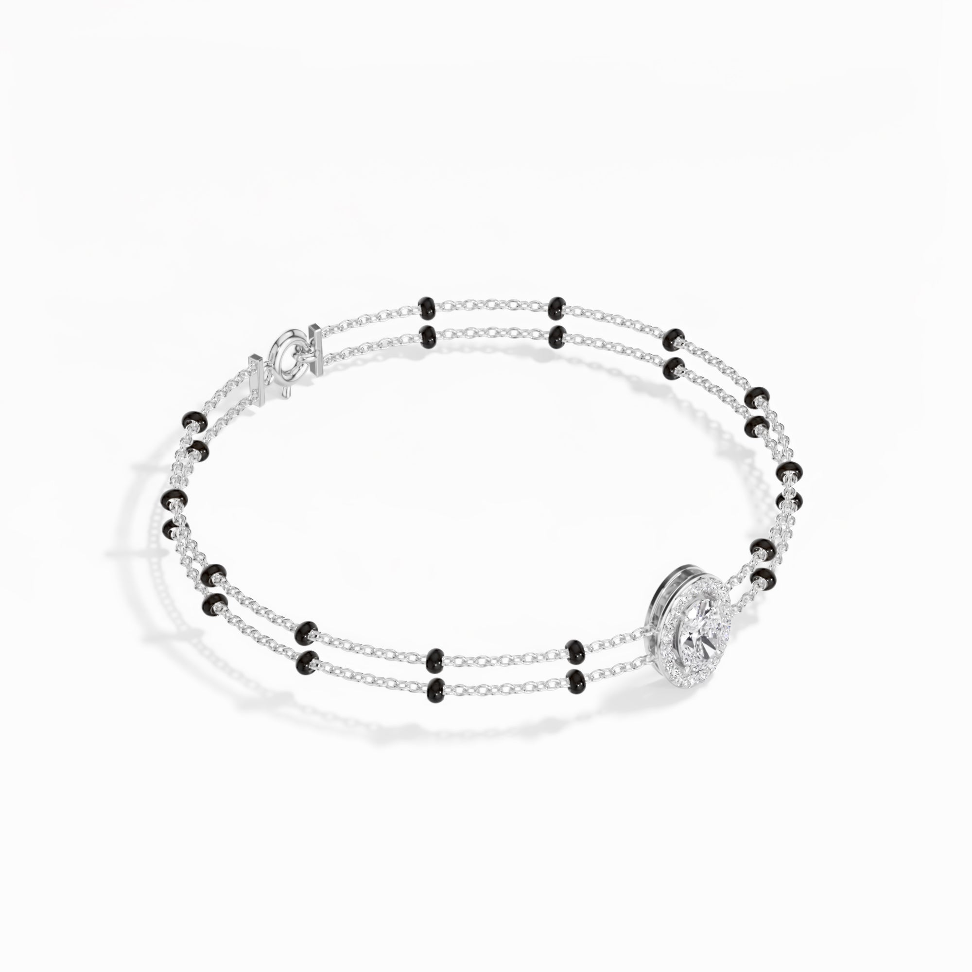 White Gold Oval Petal Halo Lab Grown Diamond Velra Bracelet