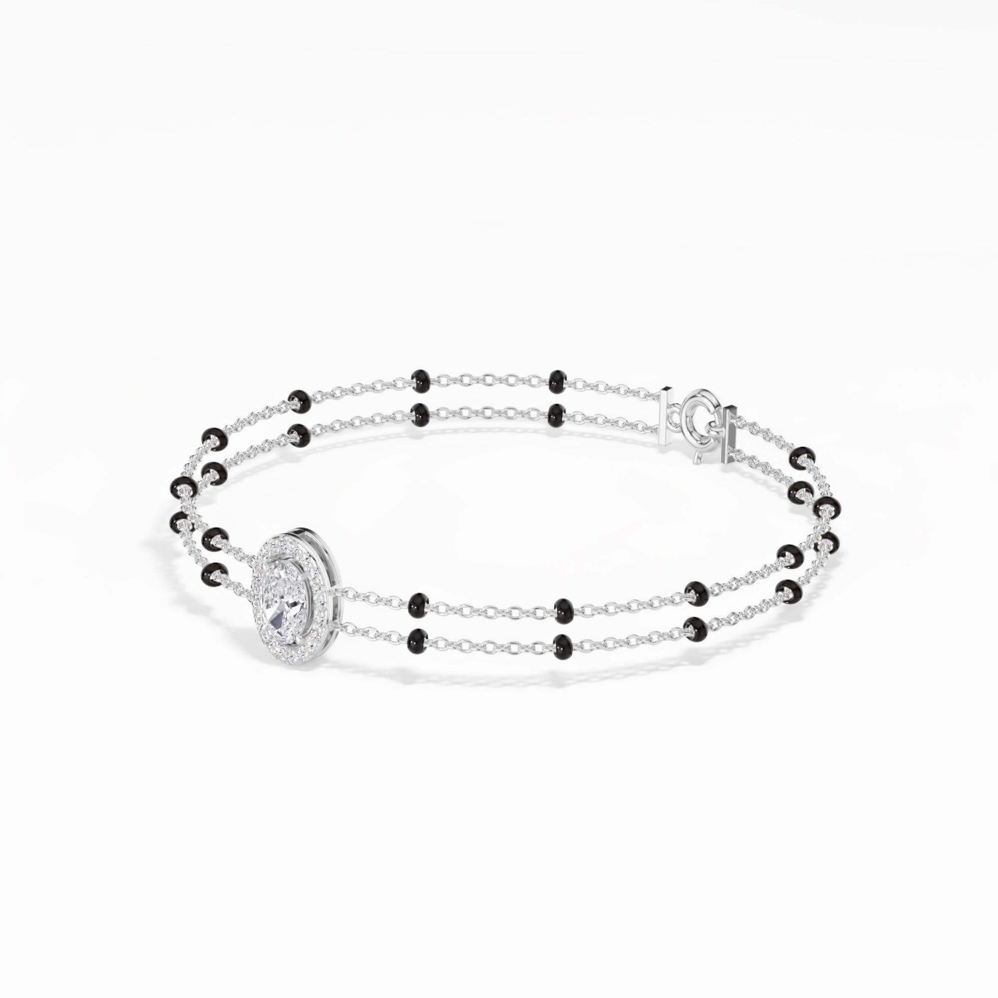White Gold Oval Petal Halo Lab Grown Diamond Velra Bracelet