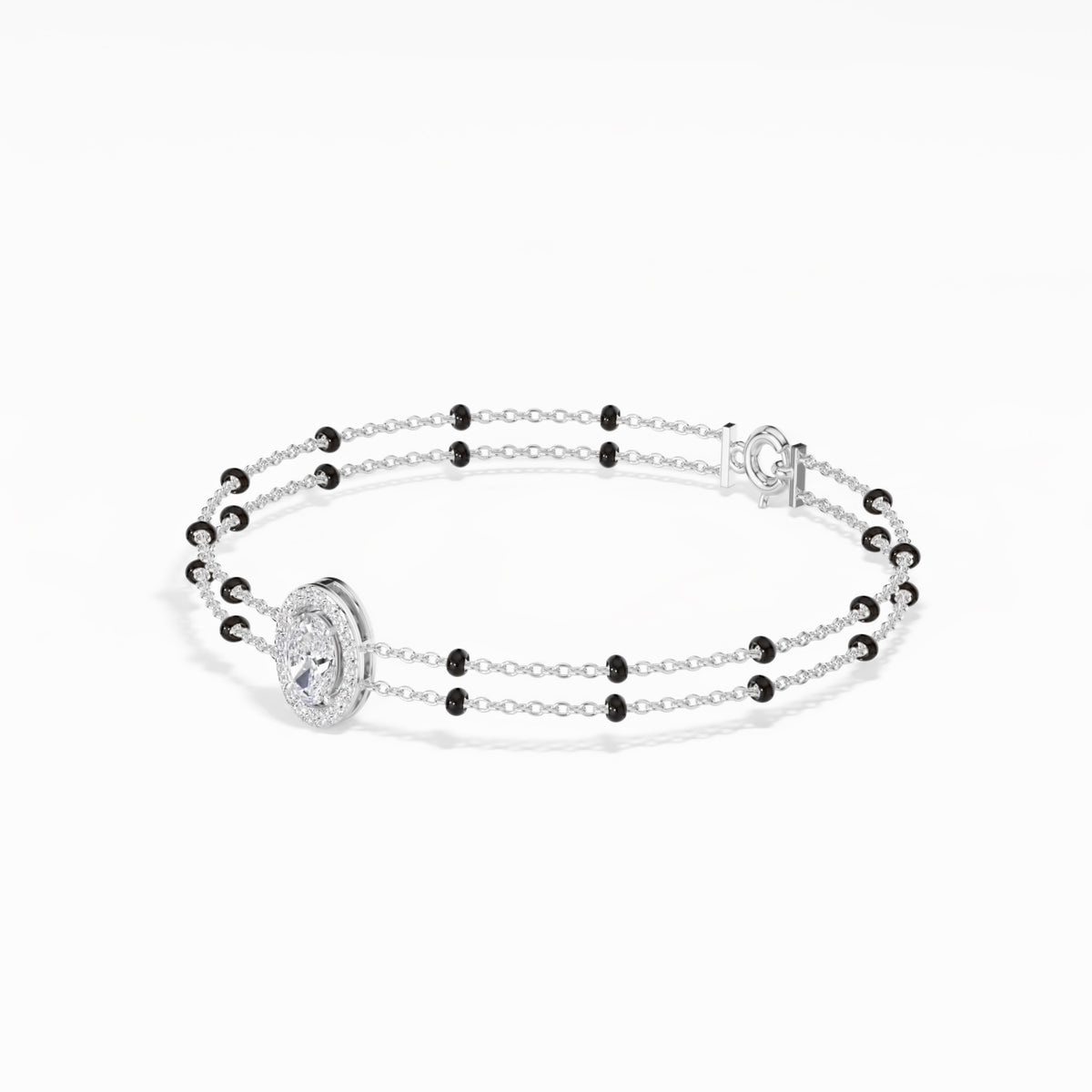 White Gold Oval Petal Halo Lab Grown Diamond Velra Bracelet