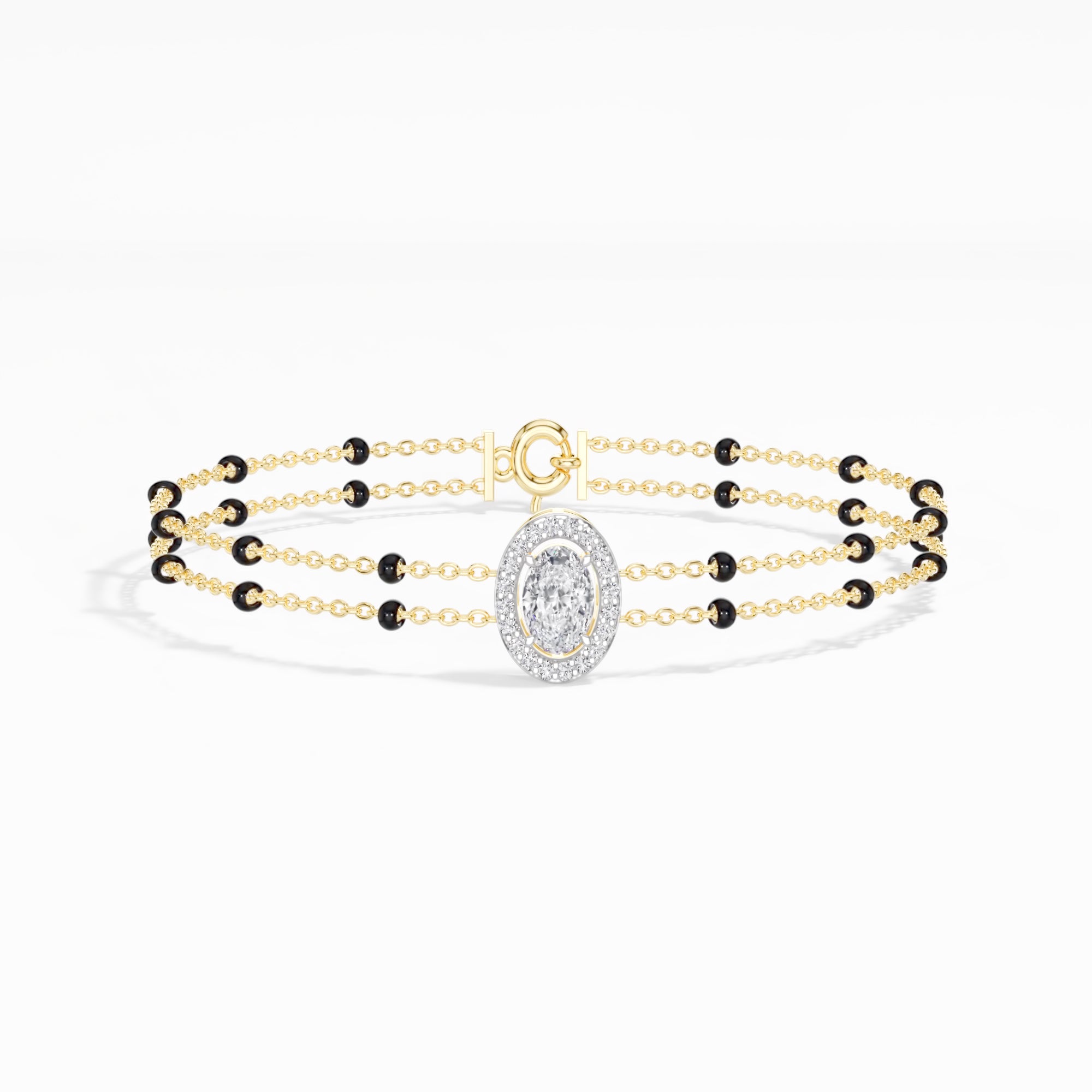 Yellow Gold Oval Petal Halo Lab Grown Diamond Velra Bracelet