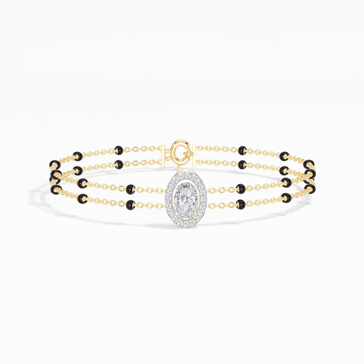 Yellow Gold Oval Petal Halo Lab Grown Diamond Velra Bracelet