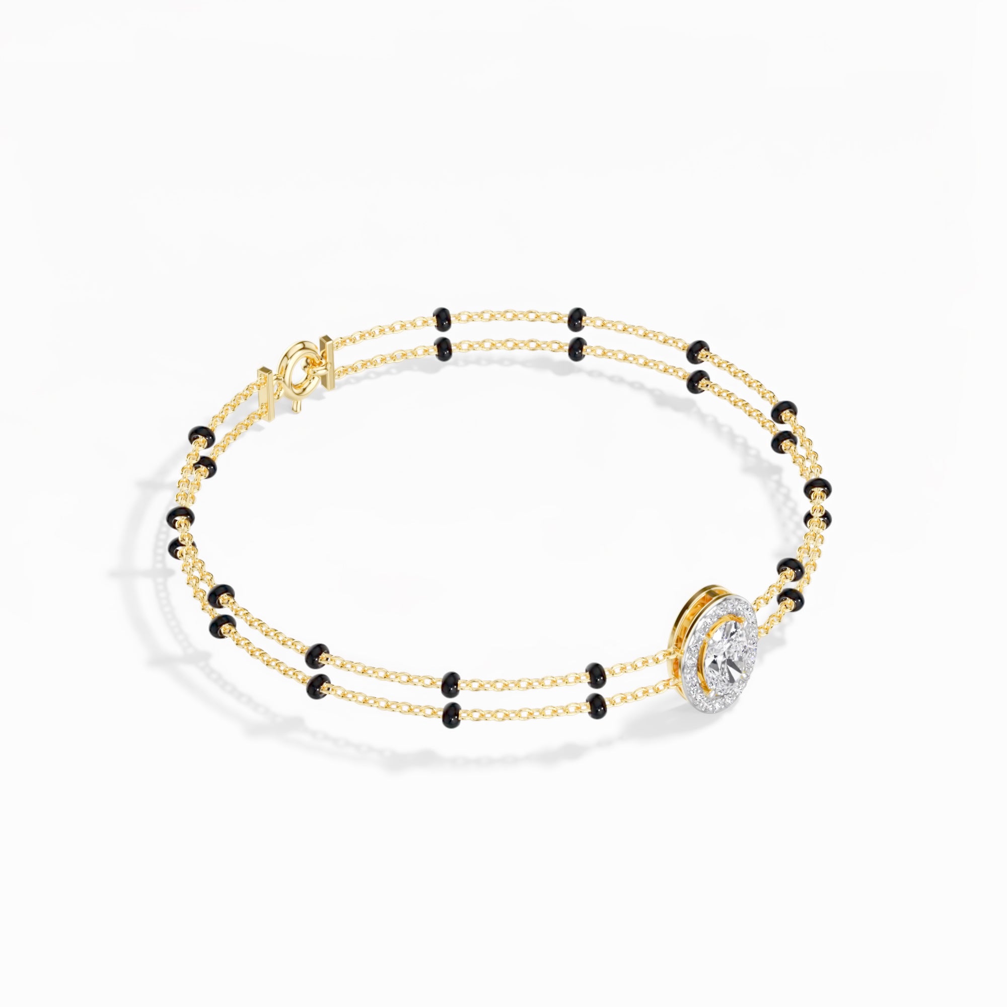 Yellow Gold Oval Petal Halo Lab Grown Diamond Velra Bracelet