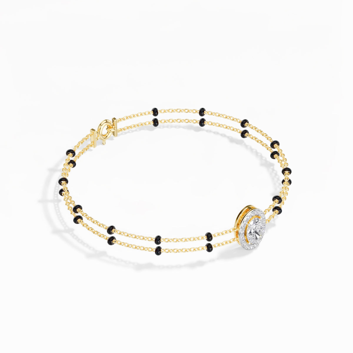 Yellow Gold Oval Petal Halo Lab Grown Diamond Velra Bracelet
