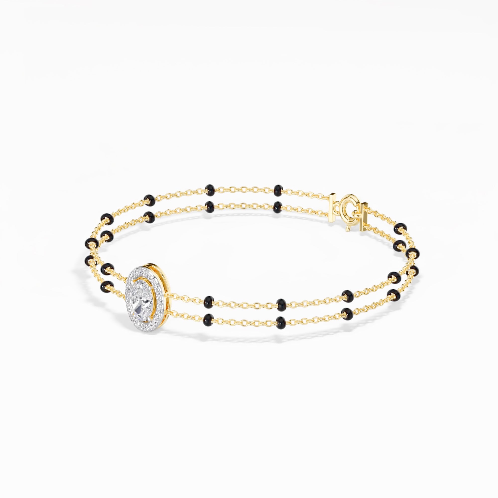 Yellow Gold Oval Petal Halo Lab Grown Diamond Velra Bracelet