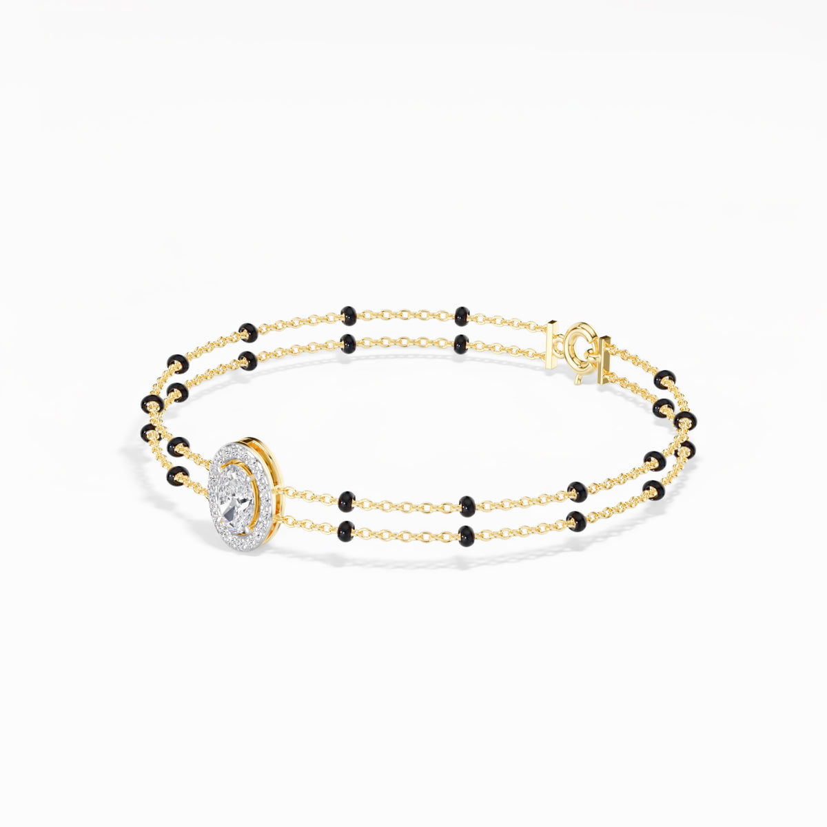 Yellow Gold Oval Petal Halo Lab Grown Diamond Velra Bracelet