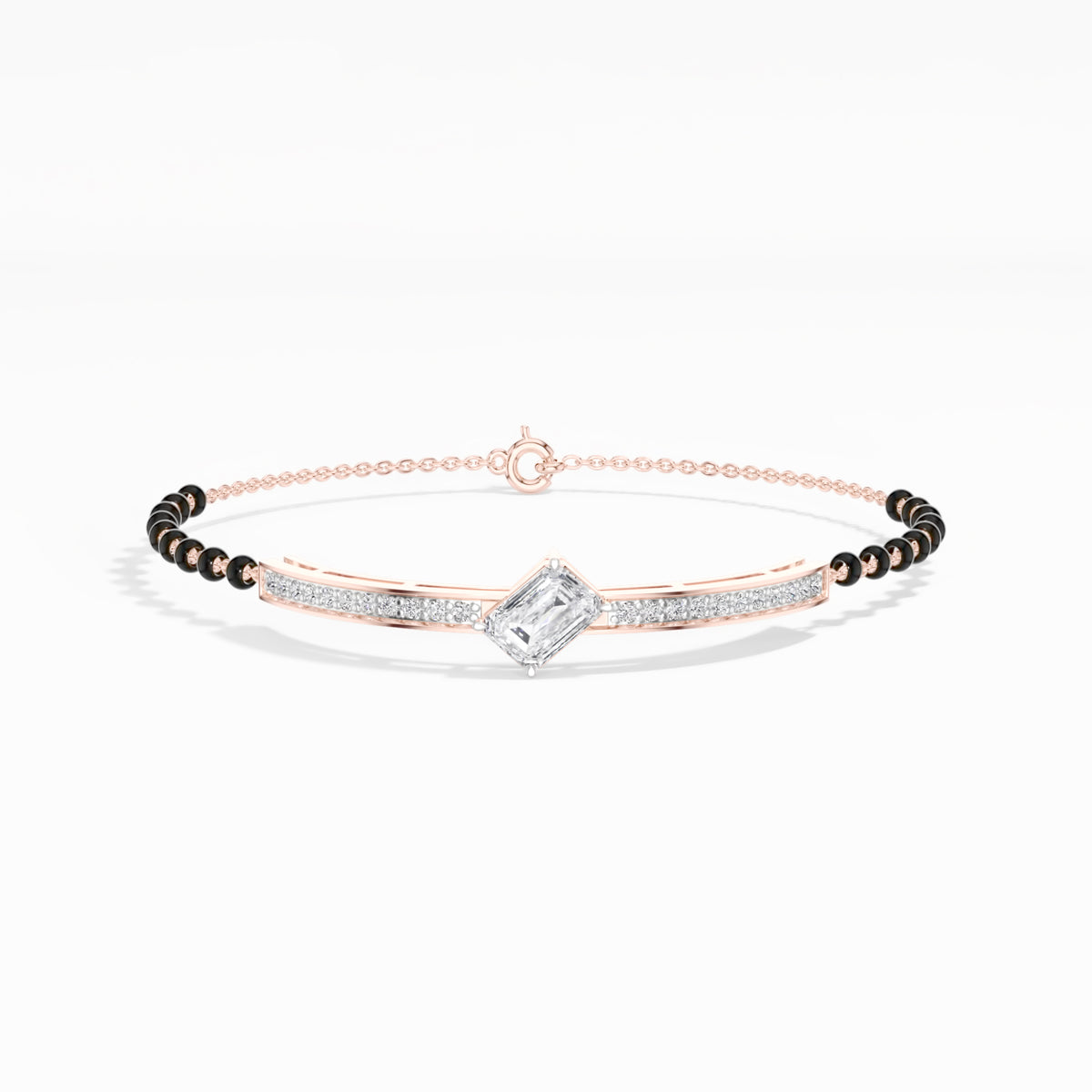 Rose Gold Emerald Halo Lab Grown Diamond Nyra Bracelet
