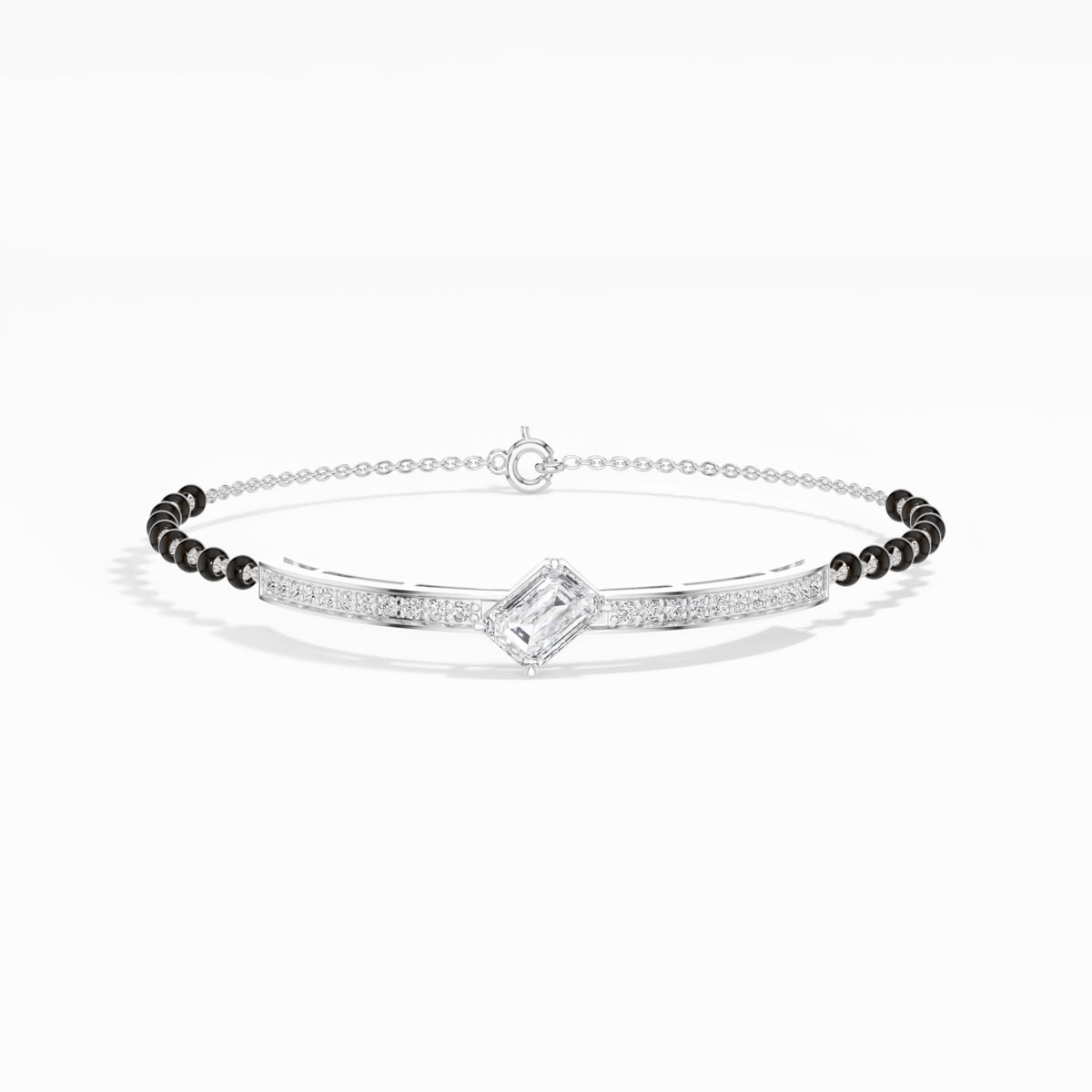 White Gold Emerald Halo Lab Grown Diamond Nyra Bracelet