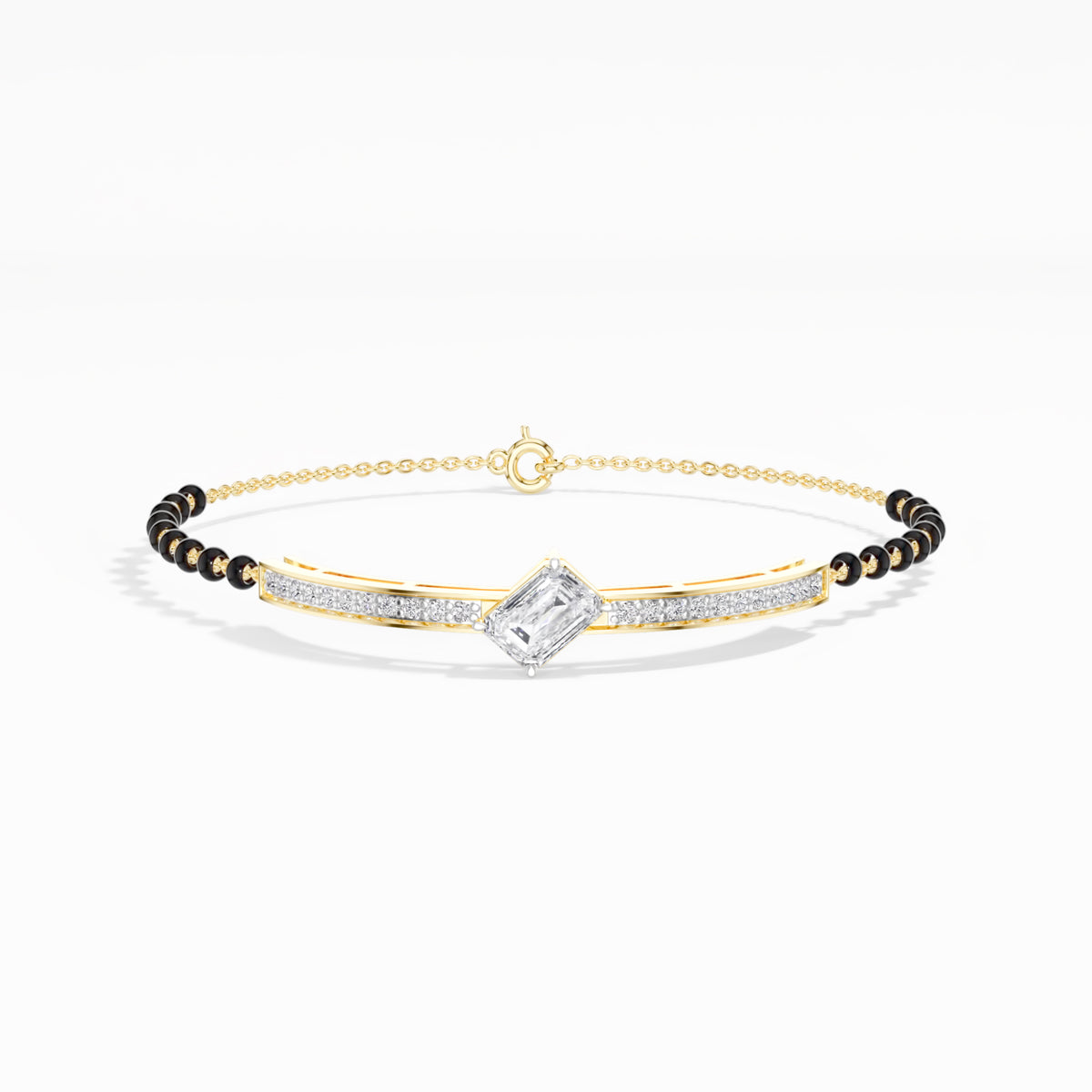 Yellow Gold Emerald Halo Lab Grown Diamond Nyra Bracelet