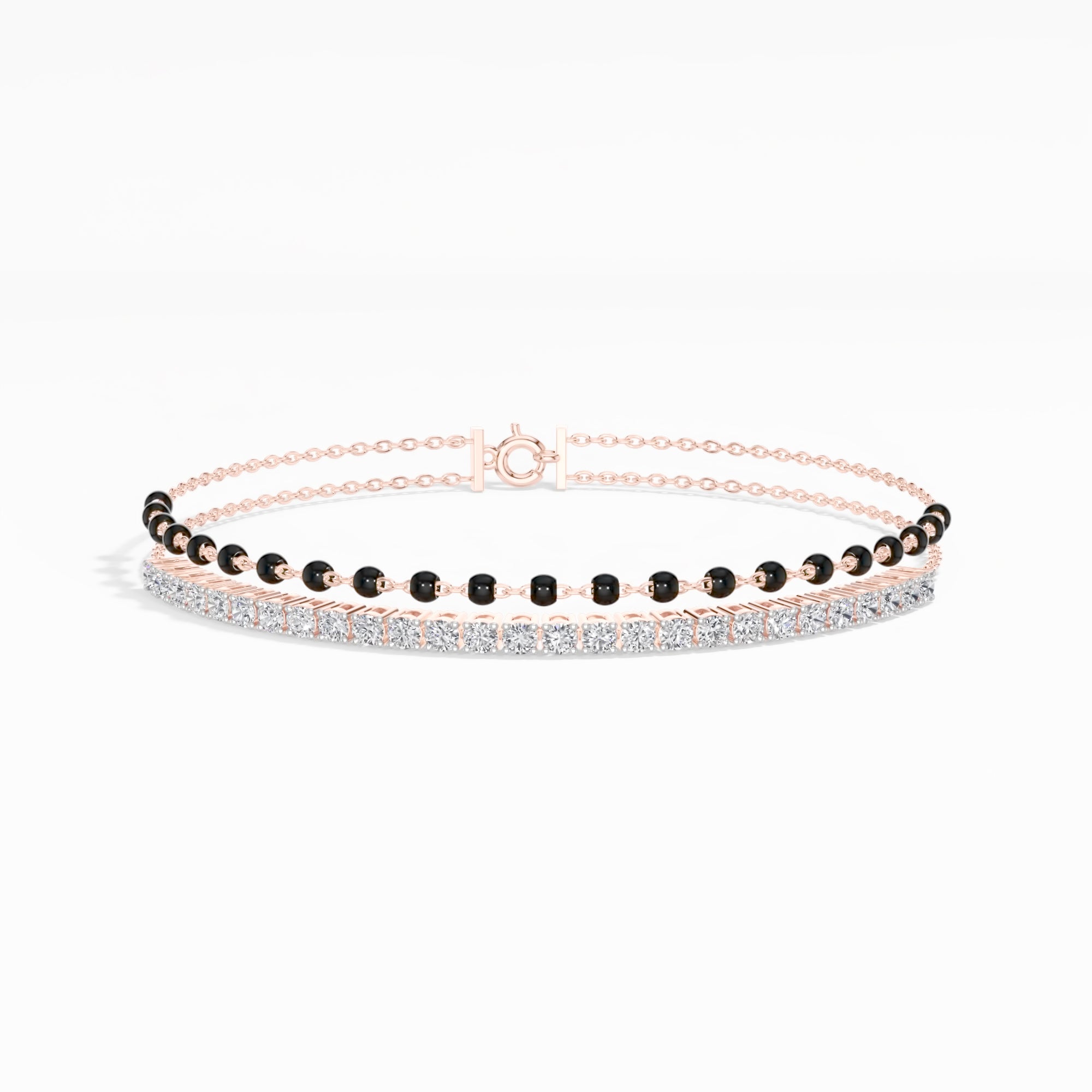 Rose Gold 1Ct Cluster Round Tennis Lab Grown Diamond Solix Bracelet