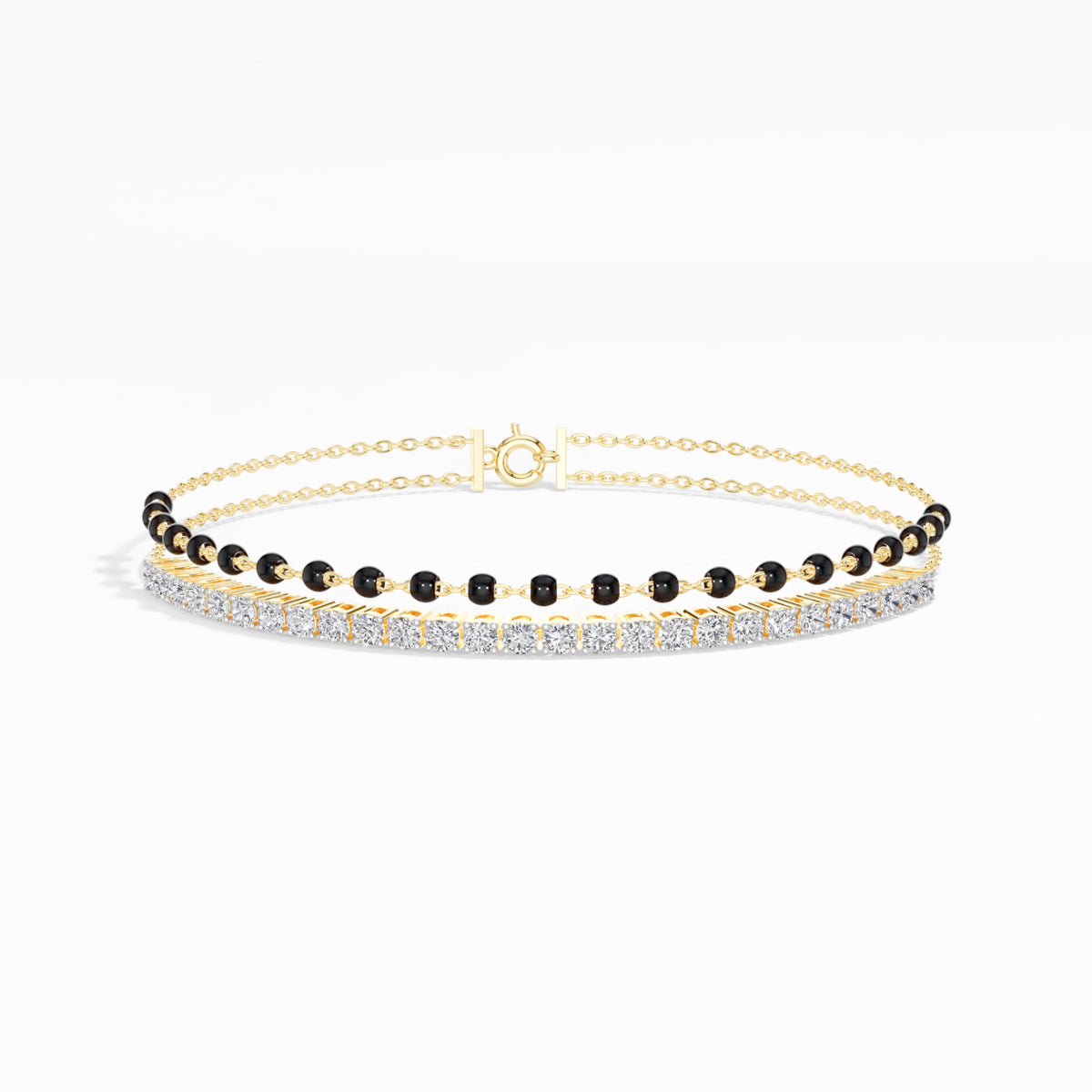 Yellow Gold 1Ct Cluster Round Tennis Lab Grown Diamond Solix Bracelet