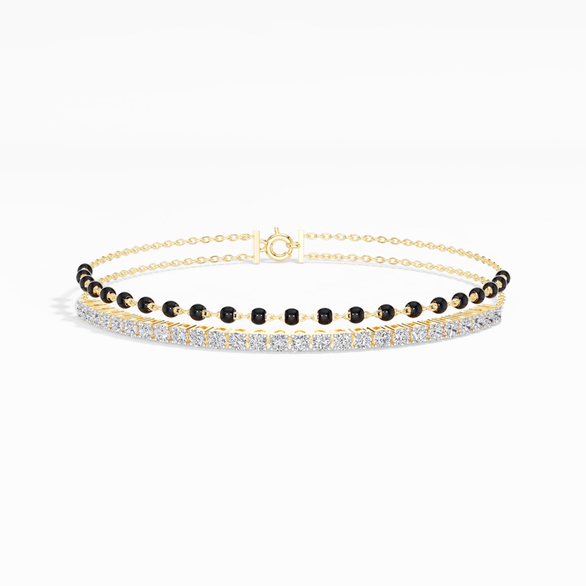 Yellow Gold 1Ct Cluster Round Tennis Lab Grown Diamond Solix Bracelet