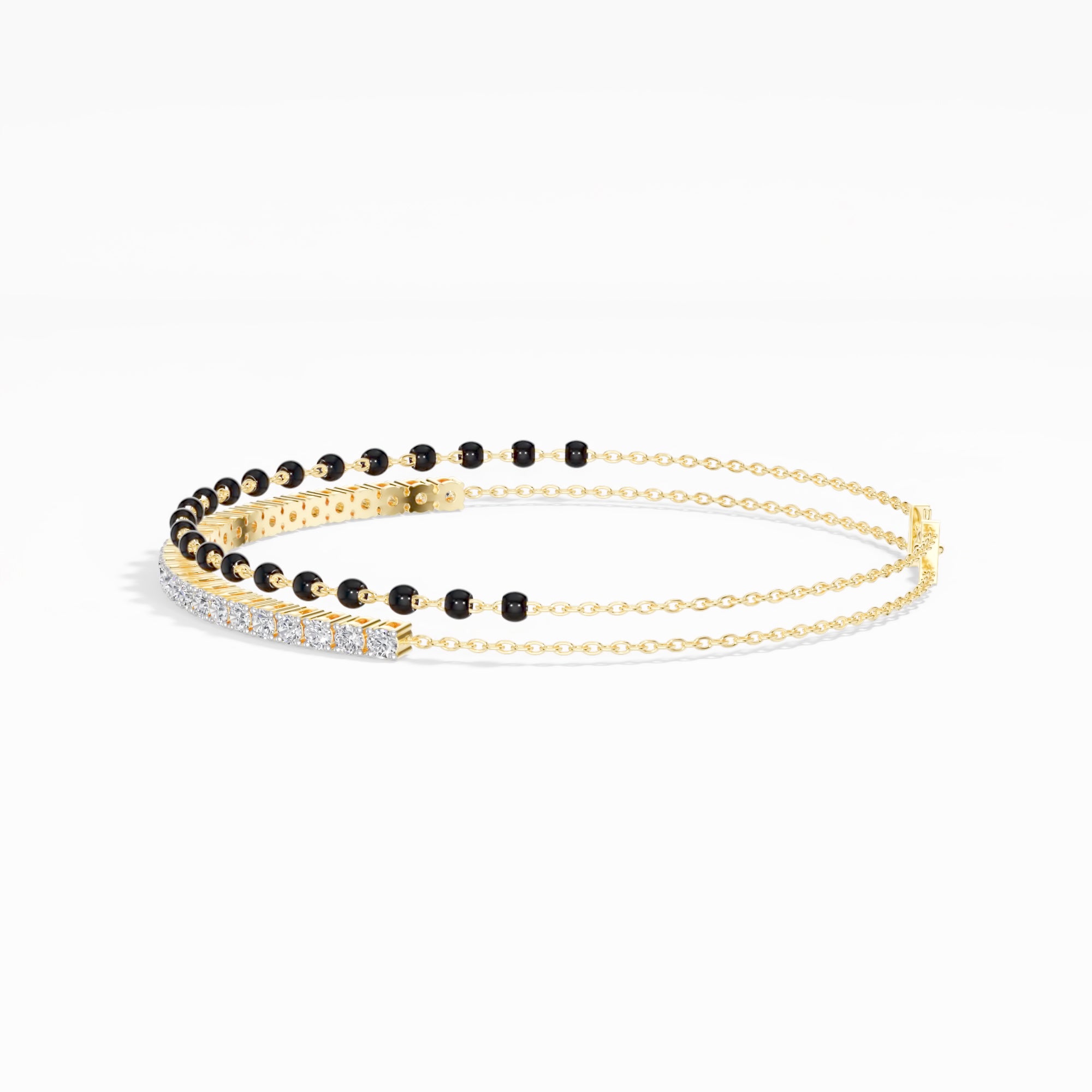 Yellow Gold 1Ct Cluster Round Tennis Lab Grown Diamond Solix Bracelet