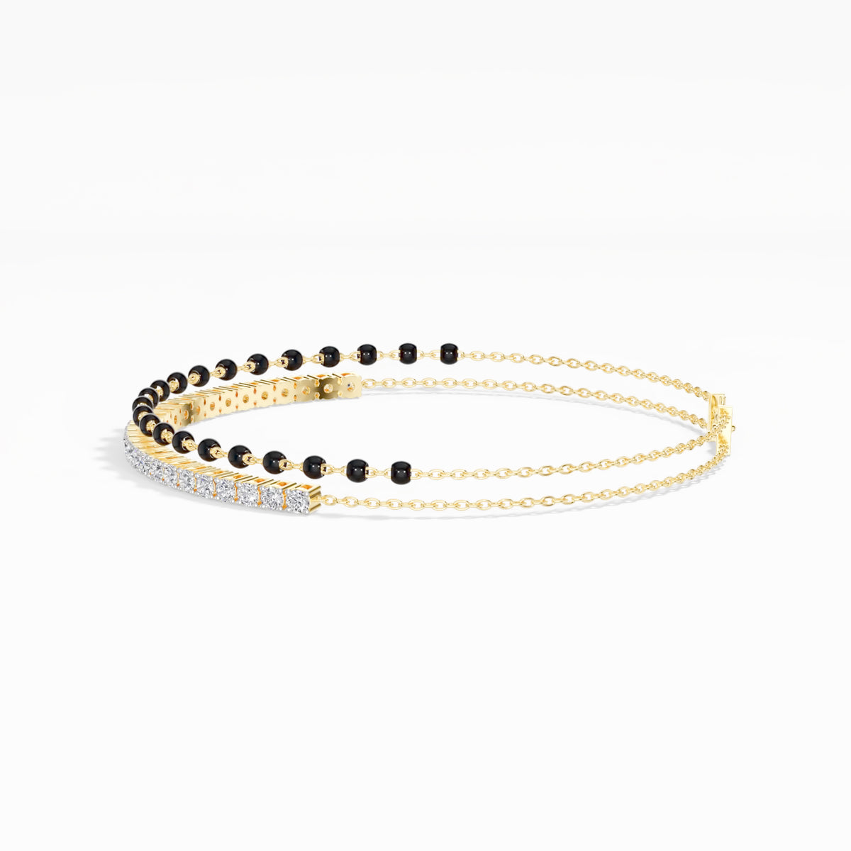 Yellow Gold 1Ct Cluster Round Tennis Lab Grown Diamond Solix Bracelet