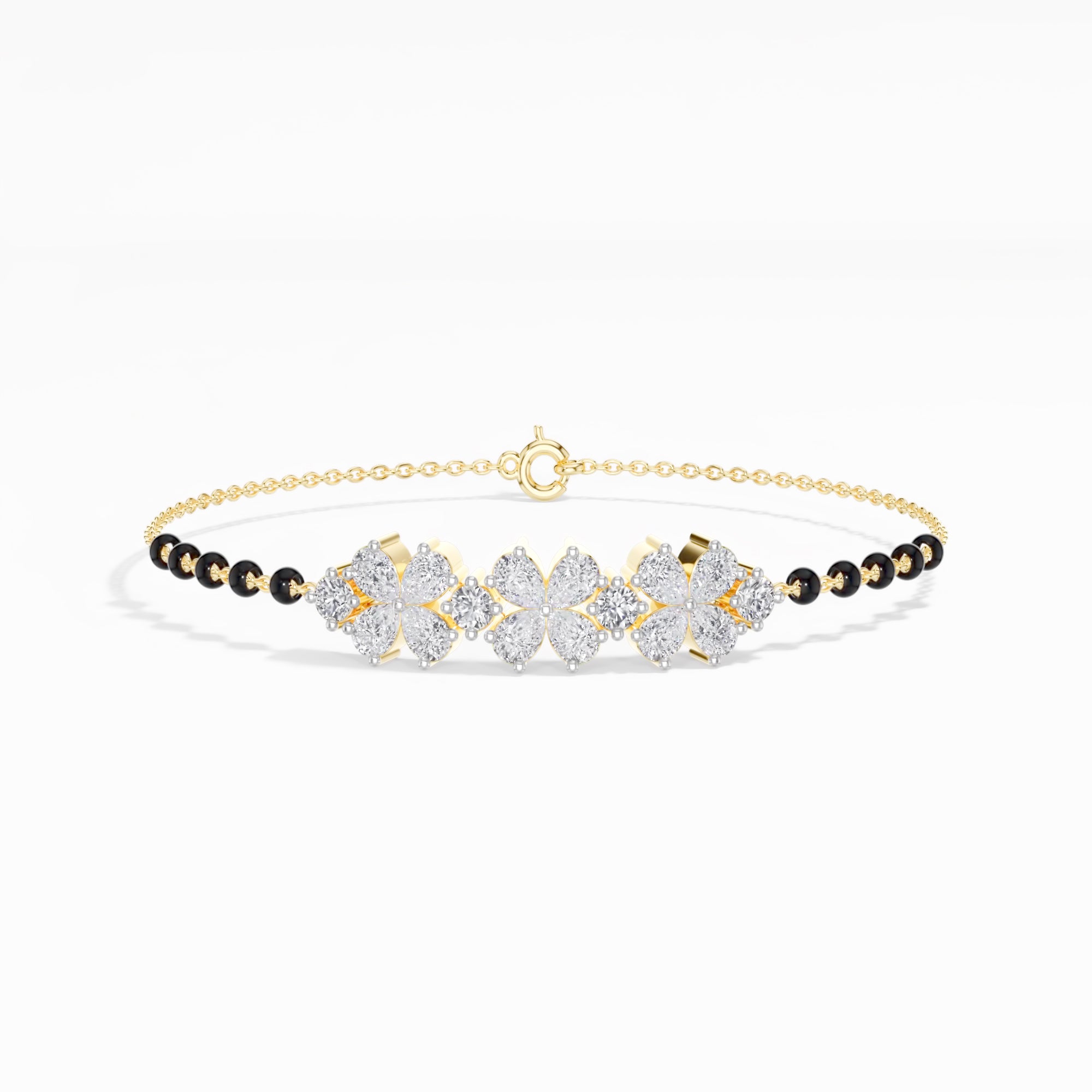 Yellow Gold 2Ct Pear Cluster Lab Grown Diamond Evora Bracelet