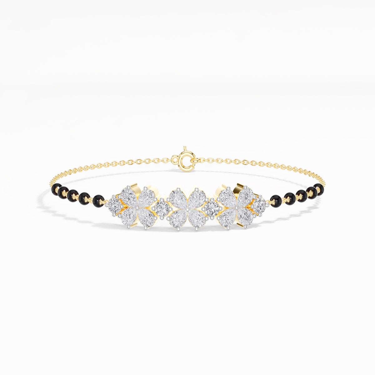 Yellow Gold 2Ct Pear Cluster Lab Grown Diamond Evora Bracelet