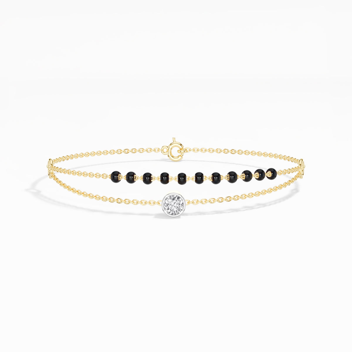 Yellow Gold Round Solitaire Lab Grown Diamond Rynox Bracelet