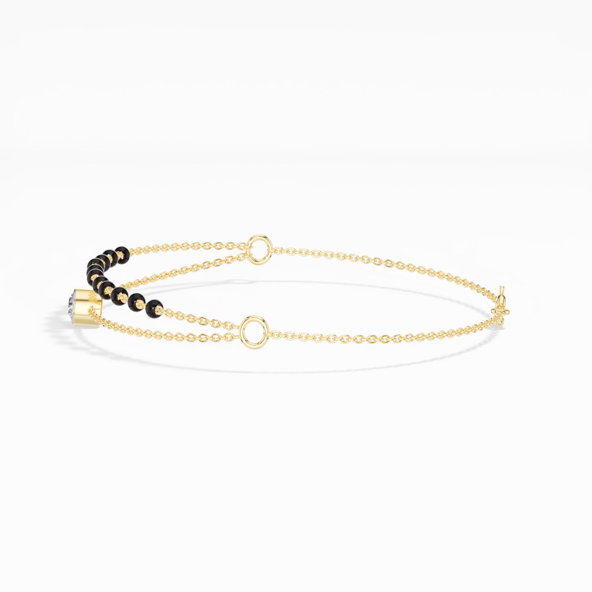 Yellow Gold Round Solitaire Lab Grown Diamond Rynox Bracelet