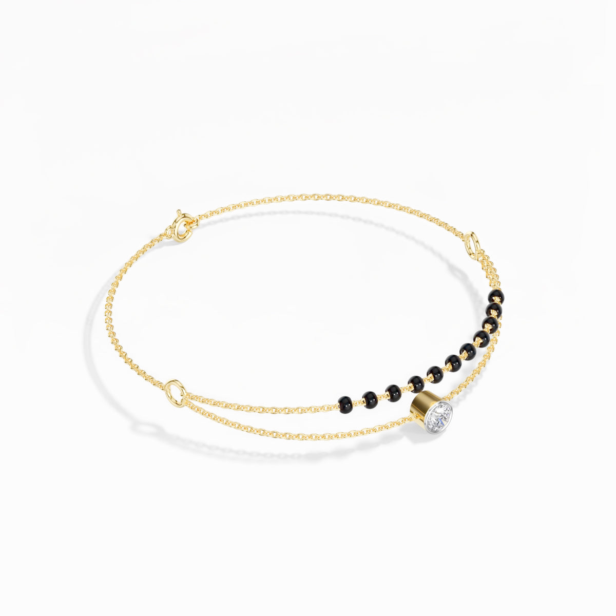 Yellow Gold Round Solitaire Lab Grown Diamond Rynox Bracelet