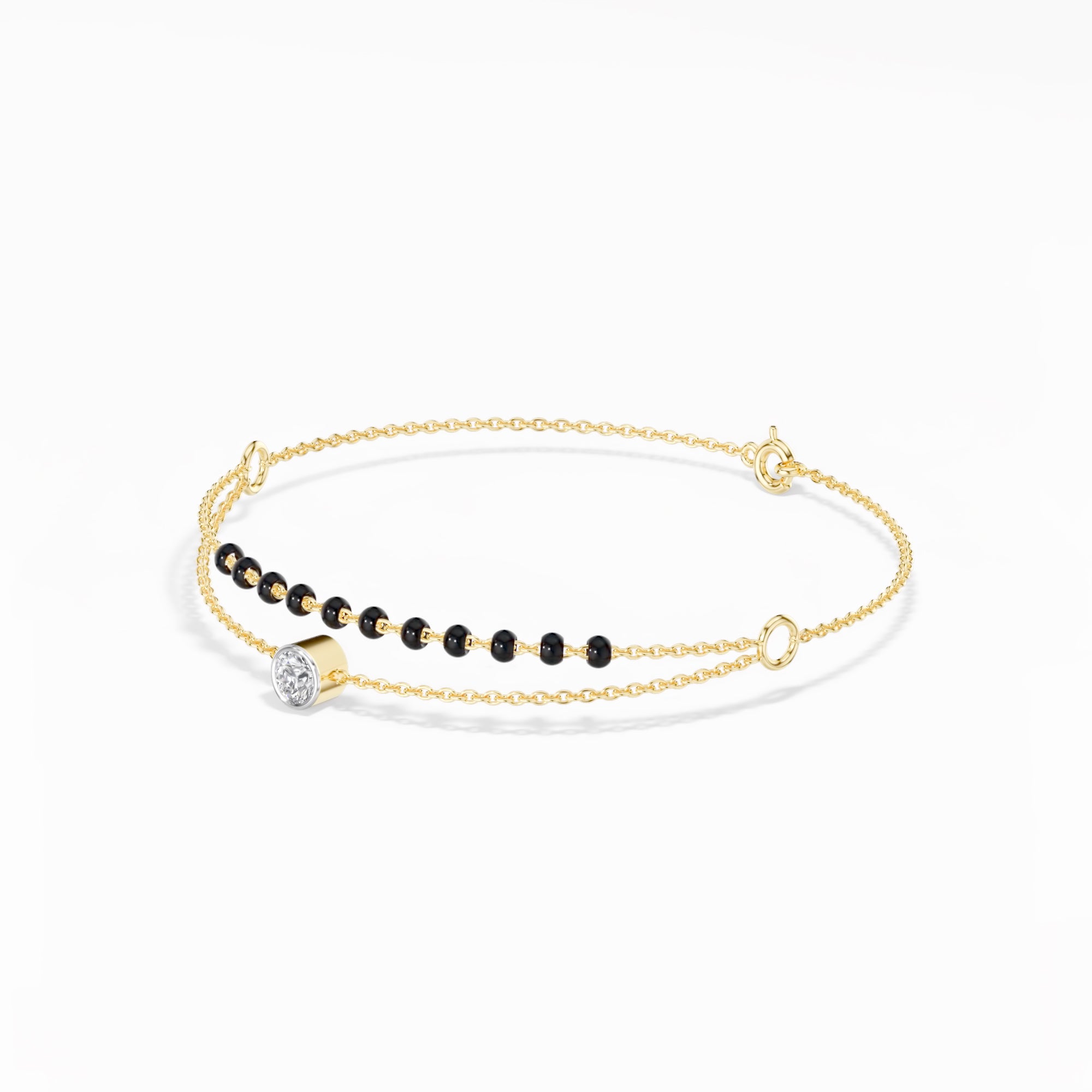 Yellow Gold Round Solitaire Lab Grown Diamond Rynox Bracelet