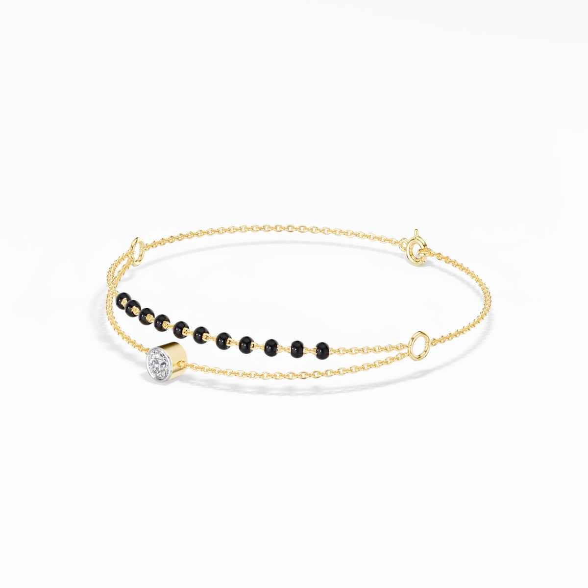 Yellow Gold Round Solitaire Lab Grown Diamond Rynox Bracelet
